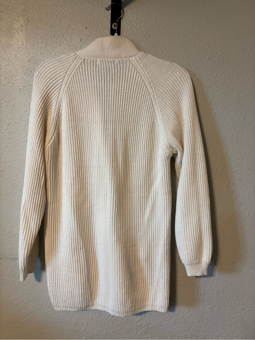 Cream Ribbed Button-Front Women's Cardigan - Picture 3 of 3